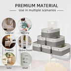 HNZIGE Small Organizer Bins for Shelf,Small Fabric Collapsible Baskets for Organizing Nursery Linen Canvas,Set of 6 Decorativ