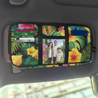 Tropical Plants Car Sun Visor Organizer with Multi-Pocket Car Visor Organizer with Card Holder Easy Installation Universal Fit for Most Cars SUV