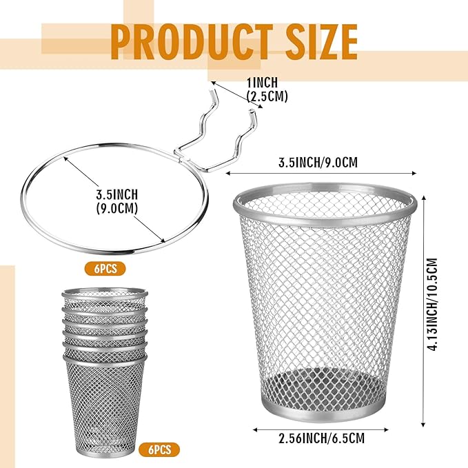Spakon 6 Sets Pegboard Cups with Ring Hook, Peg Board Baskets Bin Holder Organizer Accessories Pegboard Pencil Cup Multipurpo