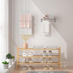 RONGJlA 3 Tier Bamboo Shoe Rack for Closet Free Standing Wood Shoe Shelf Storage Organizer for Entryway Small Space Stackable