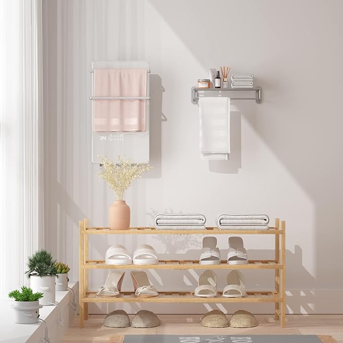 RONGJlA 3 Tier Bamboo Shoe Rack for Closet Free Standing Wood Shoe Shelf Storage Organizer for Entryway Small Space Stackable