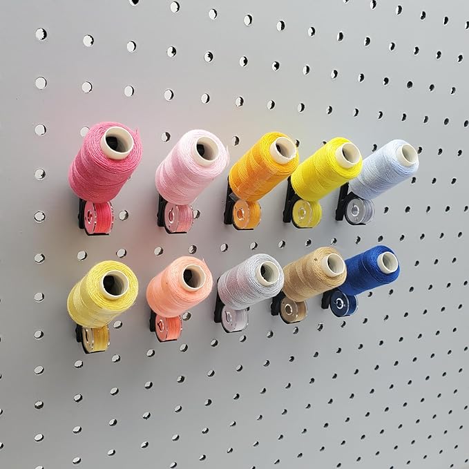 'Just Hanging Pegboards' 1/4" Pegboard Angled Thread-Bobbin Storage Hook, Compatible with 1/4" Pegboards. Sewing Organization