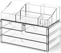 Yieach Acrylic Make up Organizers for Counter,Desk and Vanity,2 Pack Stackable Bathroom Counter Organizer with Drawers,Large 