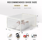 Kuject Large Shoe Organizers Storage Boxes for Closet, 12 Pack Clear Plastic Stackable Storage Bins with Lids, Under Bed Shoe