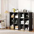 COMHOMA 6 Wood Cube Storage Organizer with Open Back and Removable Back Panels, 11In Black Cube Storage Bookshelf, Cubicle Sh