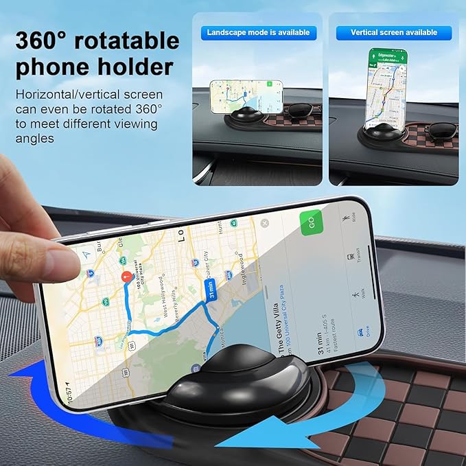 Multifunction Car Anti-Slip Mat, 3-in-1 Rotating Dashboard Mat, Large Storage Pad, Anti-Slip Phone Holder, 360° Rotating Moun