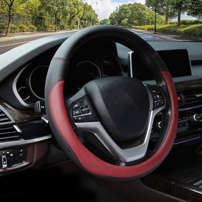 Valleycomfy Microfiber Leather Steering Wheel Cover Large-Size for F150 F250 F350 Ram 4Runner Tacoma Tundra Range Rover Model