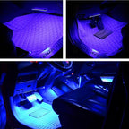 Car LED Strip Light, EJ's SUPER CAR 4pcs 48 LED Car Interior Lights Under Dash Lighting Waterproof Kit,Atmosphere Neon Lights Strip for Car,DC 12V(Blue)