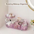 360 Rotating Vanity Makeup Organizer, 2 Small Trays & 5 Compartments for Cosmetics, Skincare, Perfume, Lipstick & Make up Bru