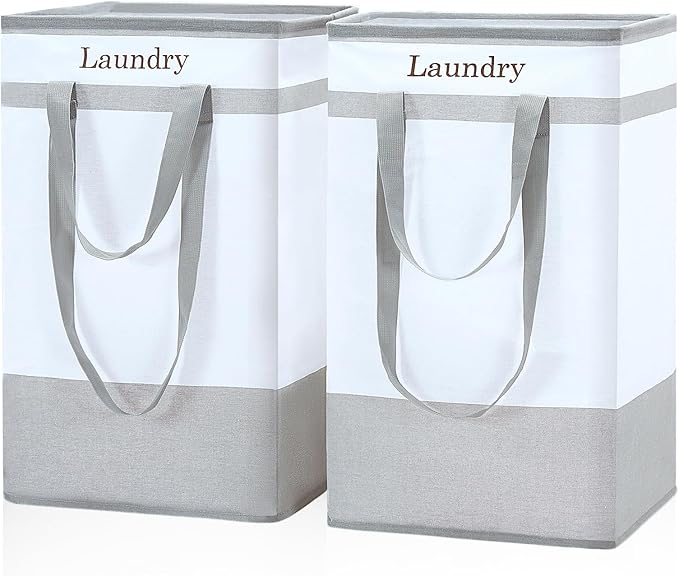 FairyHaus Laundry Basket 100L, 2Pack Laundry Hamper with Easy Carry Handles, Collapsible Laundry Baskets Hampers for Bathroom