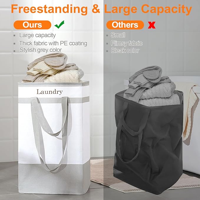 FairyHaus Laundry Basket 78L, 2Pack Laundry Hamper with Easy Carry Handles, Collapsible Laundry Baskets Hampers for Bathroom 