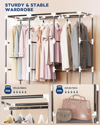 Mavivegue Portable Closet, 50 Inch Wardrobe Closet, Portable Closets for Hanging Clothes with 3 Hanging Rods and 6 Storage Sh