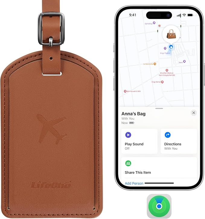 Luggage Tags Built-in Anti-Loss Tracker, Luxury Leather Luggage Tags for Suitcase, Travel Bags, Backpacks, Travel Organizer f
