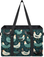 Reusable Grocery Bags Heavy Duty Shopping Bags Foldable Large Tote Bags with Long Handles & Hard Bottom