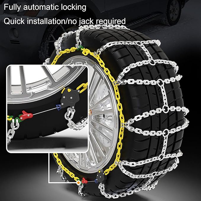 Auto Tightening Snow Chains Tire Chains For Cars Suv Pickup Trucks - Auto Tightening 1 Min Quick Fit AND Easy Installation, R