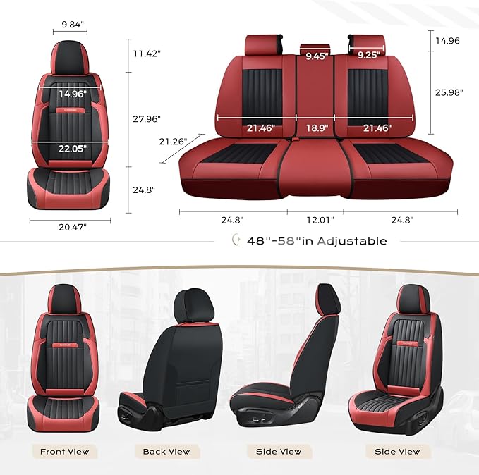 Coverado Car Seat Covers Front Seats, Seat Covers for Cars, Car Seat Protector, 2-Pack Car Seat Cushion Nappa Leather, Waterp
