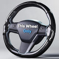 Steering Wheel Cover for 2017-2023 Tesla Model 3 2020-2024 Tesla Model Y, Carbon Fiber Steering Wheel Cover for Tesla Model 3/Y Accessories, Glossy Black