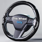 Steering Wheel Cover for 2017-2023 Tesla Model 3 2020-2024 Tesla Model Y, Carbon Fiber Steering Wheel Cover for Tesla Model 3/Y Accessories, Glossy Black