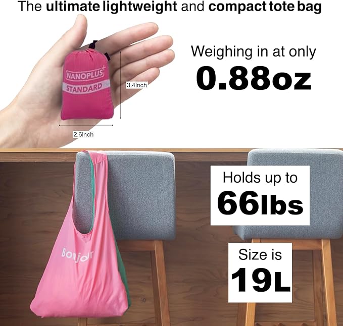 Compact Reusable Grocery Tote Bag – Lightweight, Foldable & Packable Shopping Bag for Travel
