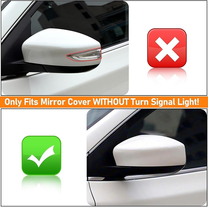 Moonlinks Compatible with Nissan Sentra 2013 2014 2015 2016 2017 2018 2019 Side Mirror Cover Replacement,White Left Driver & Right Passenger Side Door Rearview Side Mirror Cap Trim WITHOUT Turn Signal