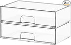 Yieach 12.1''W Clear Stackable Storage Drawers,2 Pack Acrylic Drawer Organizer for Hair Accessories,Makeup Organizers,Plastic