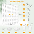FZK Peg Board, 74PCS Metal Pegboard Wall Organizer Kit. Heavy Duty Pegboard, White Pegboard for Garage Craft Room Workbench O