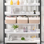 ICERZCZ Large Storage Baskets for Organizing Shelves, Woven Cotton Rope Bins for Baby Nursery Organization, Book Toy Towel Or