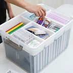 Citylife 32 QT Plastic Storage Box with Removable Tray Craft Organizers and Storage Clear Storage Container for Organizing Be