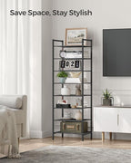 SONGMICS Narrow Shoe Rack, Sturdy 8 Tier Metal Tall Shoe Rack Shelf, Slim Shoe Storage Organizer for Closet Entryway Small Sp