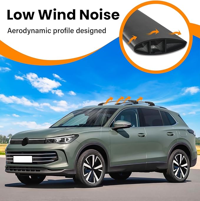 300lbs Lockable Roof Rack Cross Bar Fit for Volkswagen VW Tiguan 2018-2026 (Not for Limited) & Taos 2022-2026, Aluminum Roof Rails Crossbars for Cargo Bars Luggage Bike Kayak Rack