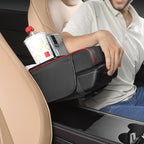 FREESOO Car Center Console Cover, Leather Armrest Cover for Car, Universal Middle Console Cushion with Storage Box, Cup Holder, Tissue Box & Phone Slot, Waterproof Interior Accessories, Black Red