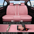 Coverado Full Set Car Seat Covers, Luxury Faux Leather Waterproof Seat Covers, Pink Car Seat Protectors, Universal Fit for Mo