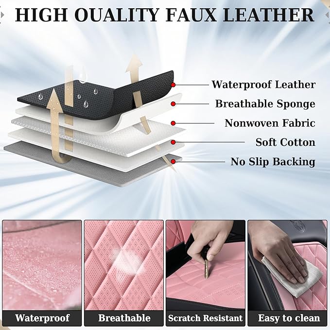 Coverado Leather Seat Covers, Car Seat Cover Front Seats, Waterproof Seat Covers, Luxury Faux Leather Car Seat Protectors, Bl