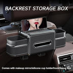 Multifunctional Car Seat Back Organizer Box with Drink Cup Holder, Makeup Mirror, Tissue Box& Hooks for Car Seat Back, New Upgrade Car Headrest Backseat Organizer Suitability for Wife, Girlfriend