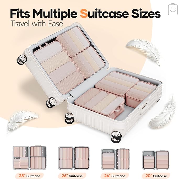Veken 6/9/11 Set Compression Packing Cubes for Travel Essentials,Compressible Expandable Large Luggage Suitcase Organizer Bag