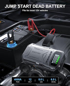 Jump Starter with Air Compressor, 4000A Portable Car Battery Charger Jump Box, 150PSI Tire Inflator and Battery Jumper Pack
