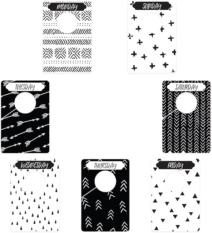 Day Of The Week Closet Dividers/Closet Organizer for Weekly Planning/Modern Clothing Divider Tags/School Morning Organization