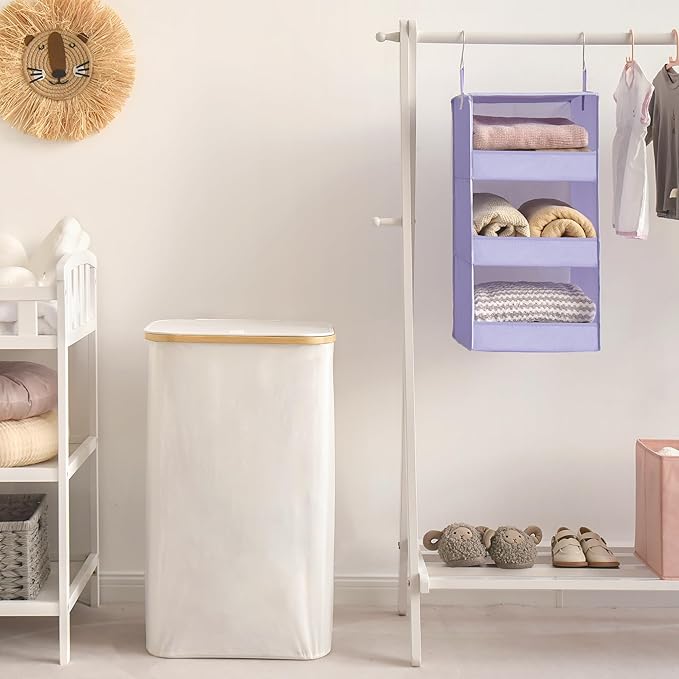 GRANNY SAYS 3 Shelf Hanging Closet Organizers and Storage, Collapsible Closet Storage Organizer with 2 Metal Hooks, Leak-Proo