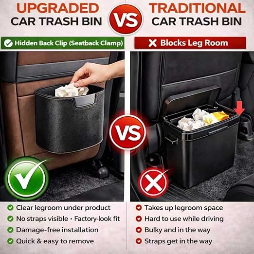2PC Car Trash Can Leakproof Garbage Can for Car Hanging Back Seat PU Leather Vehicle Trash Bin Removable Liner for Travel Road Trip