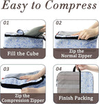 U+U 10 Set Compression Packing Cubes - Ultralight Travel Organizers with Laundry Bag and Cosmetic Bag, Space-Saving Suitcase 
