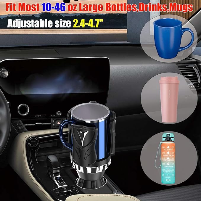 Car Cup Holder Expander, Adjustable 2-in-1 Vehicle Drink Holder Organizer with Non-Slip Base, Universal Fit for Cars, SUVs, T