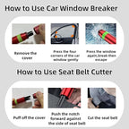 Car Window Breaker and Seatbelt Cutter Keychain,2 in 1 Safe Hammer Glass Break Underwater,Safety Automotive Emergency Escape 