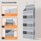 Yecaye Over The Door Organizer, Heavy Duty Hanging Organizers and Storage with 4 Large Capacity Pockets, Swing-Proof Behind T