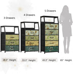 Furnulem Retro Dresser for Bedroom, Small Dresser for Closet, Vintage Nightstand with 4 Drawers, Fabric Storage Organizer Bed