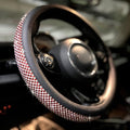 PINCTROT Large Size Bling Comfy Steering Wheel Cover with Jumbo Crystal Rhinestones, Anti-Slip Diamond Leather, 15.5-15.75 Inch (Red)