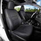 HKZ Fit RAV4 Car Seat Cover Set for 2013 2014 2015 2016 2017 2018 Toyota RAV4 Limited XLE SE Platinum Adventure-Leather(Black