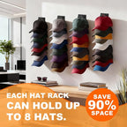 4 Pack Hat Organizer for Baseball Caps, Hat Rack for Wall, Strong Adhesive & Screw-in Cap Holder hat hangers for Closet Door 