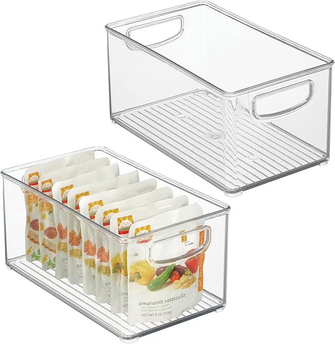 mDesign Plastic Baby Nursery and Food Organizer - Storage Holder Bin with Handles for Closet, Cupboard, Cabinet, Drawers, She