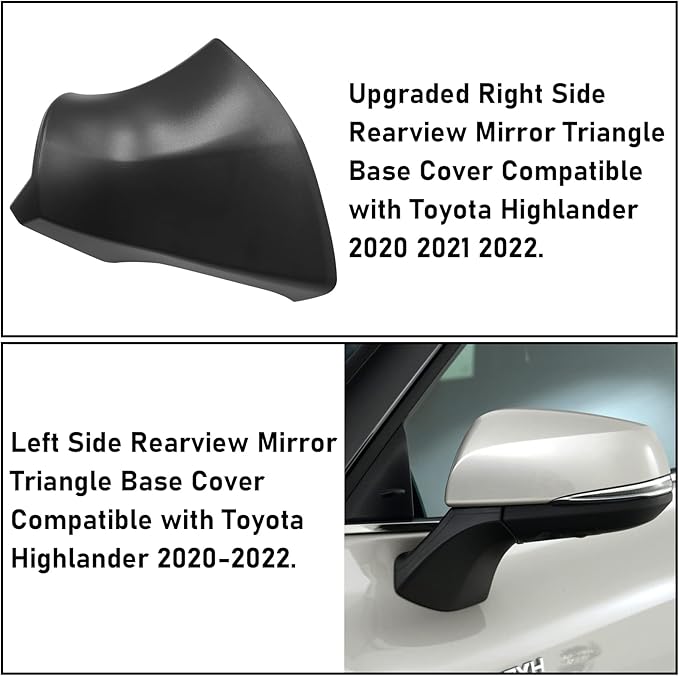 Jaronx Compatible with Toyota Highlander Driver Side Mirror Triangle Base Cover 2020-2024, for Highlander Driver Side Rearview Mirror Bottom Base Covers (NOT FIT Grand Highlander) (Left)