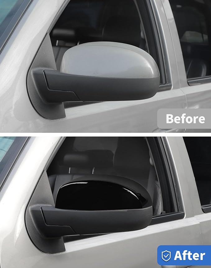 Rearview Mirror Half Caps Covers Compatible with 2007-2014 Chevy Silverado GMC Sierra Avalanche Tahoe Suburban Yukon Escalade ESV Left Right Side View Upper Mirror Cover Caps, Black
